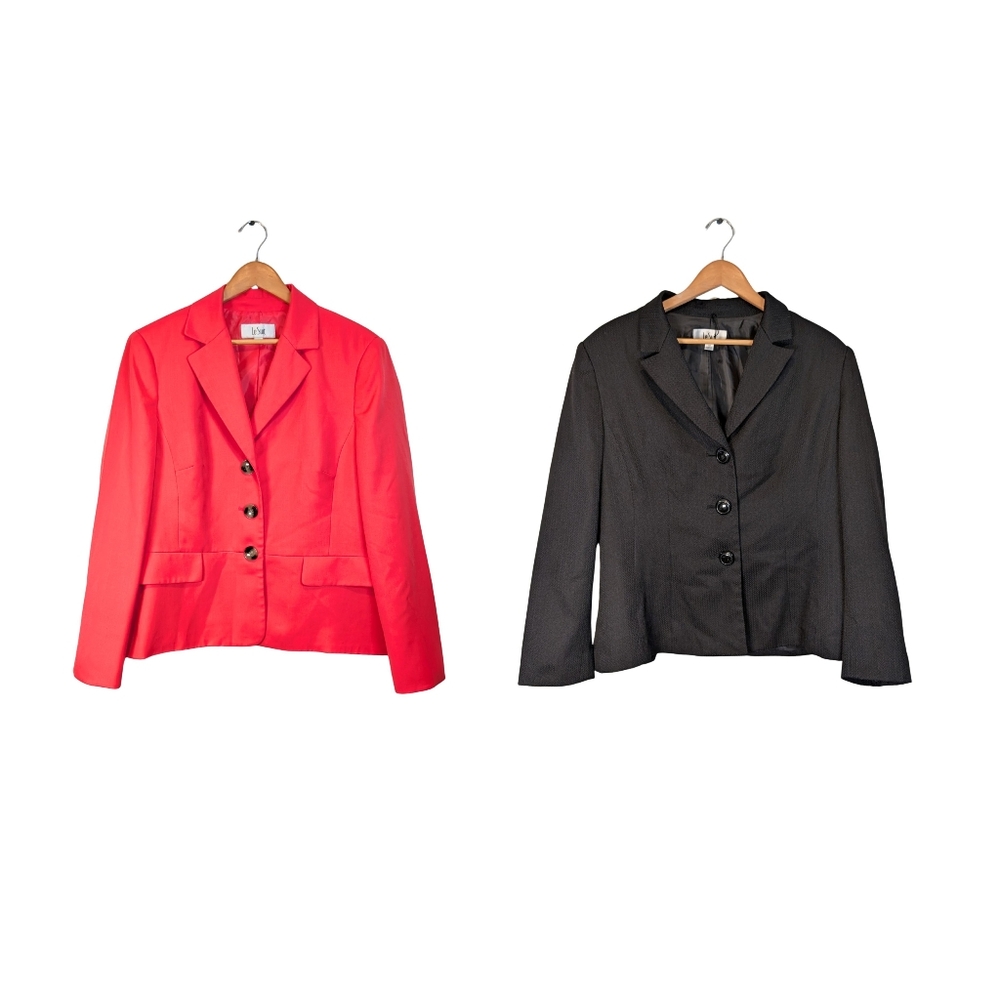 Le Suit Women's Blazer Bundle Of 2 Suit Jacket Red & Black Size 18